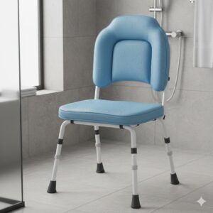 Ghế tắm lưng tựa êm ái hỗ trợ an toàn cho người lớn tuổi trong phòng tắm